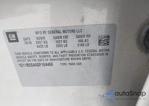 2016 Chevrolet Malibu Limited Ls z USA, uszkodzony, nr VIN 1G11B5SA6GF164466